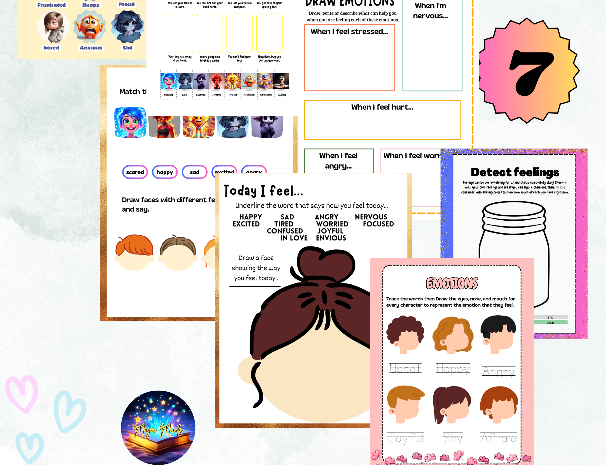 Niña usando el kit de emociones