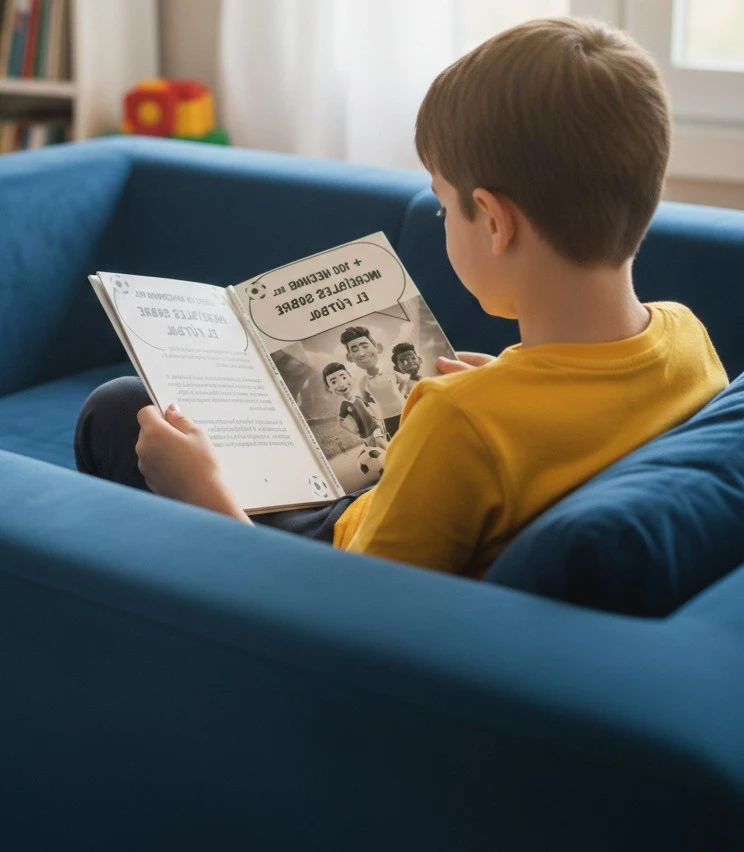 Niño leyendo feliz